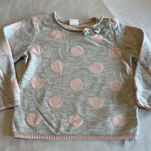 H&M Kids Sweater - Gray with Pink Dots all around and bow on the chest